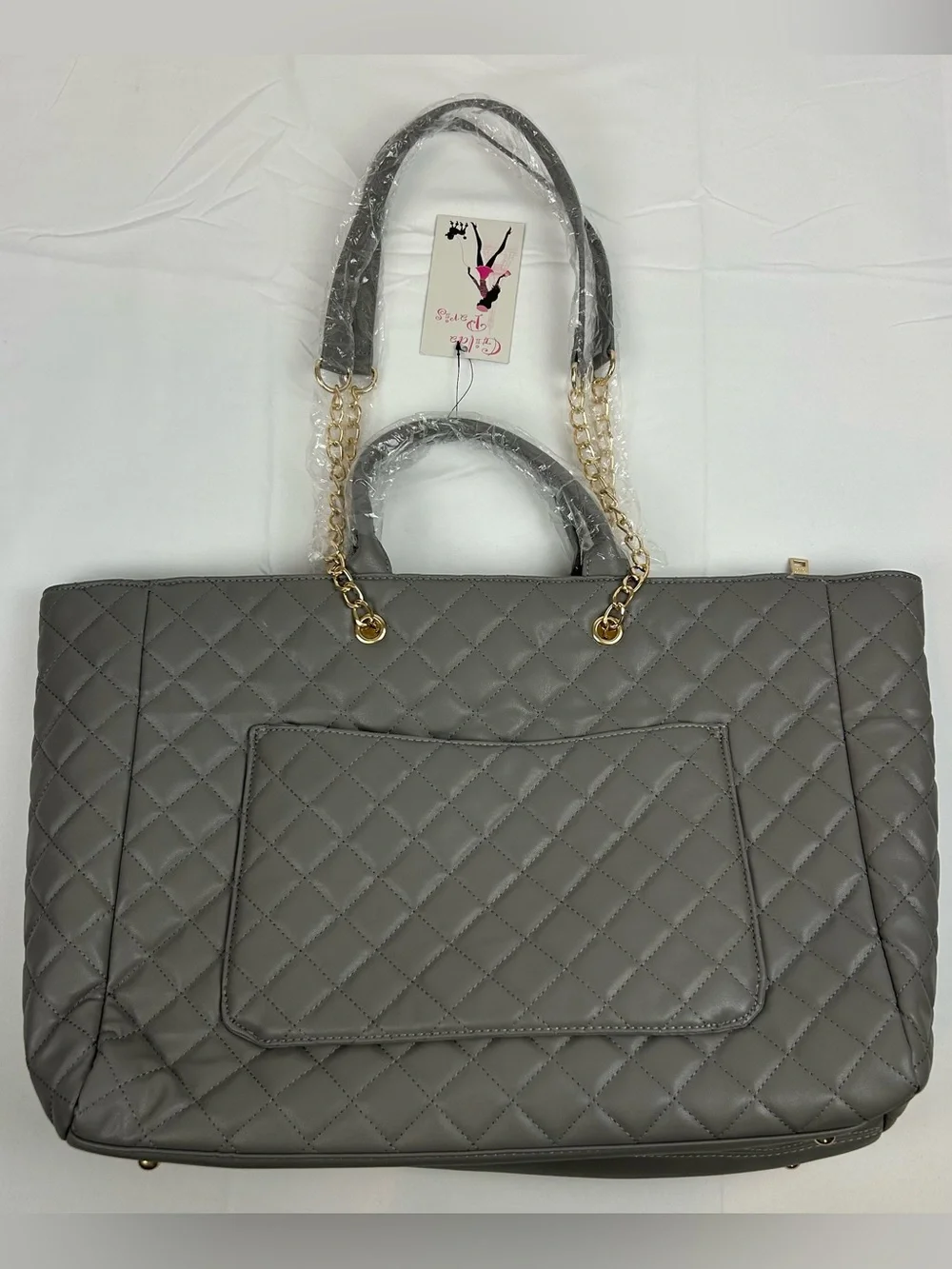 *NEW* Gilda Paris Large Quilted Tote Satchel Grey
